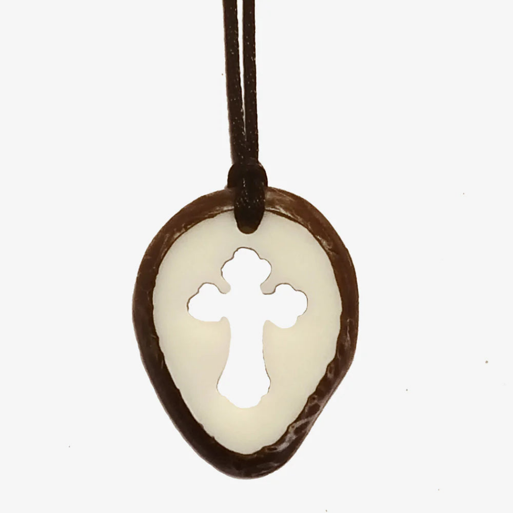 Hand-Carved Tagua Nut Slice Pendants with Cord