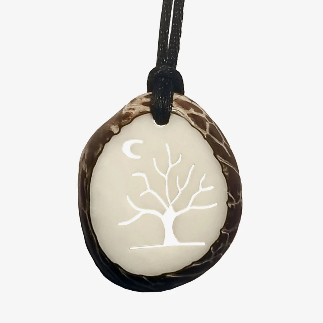 Hand-Carved Tagua Nut Slice Pendants with Cord
