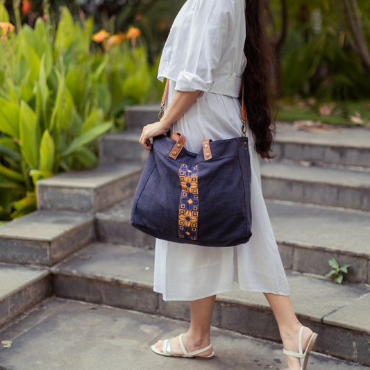 Walid Unisex Canvas Bag-Navy Blue - Fair Trade