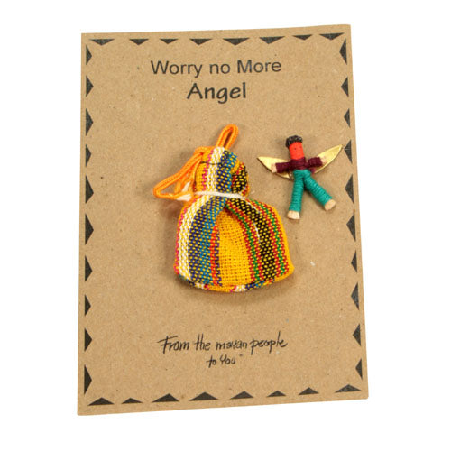 Handwoven Worry Angel in a Handmade  Bag- Fair Trade-Guatemala
