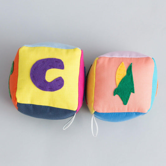 Plush Alphabet Vegetables Block Set- 3" x 3"- English