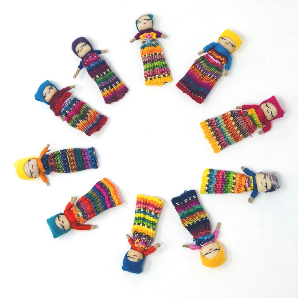 4 Worry Dolls in a Woven Bag or Bulk Buy-Box of 48 Bags-Fair Trade