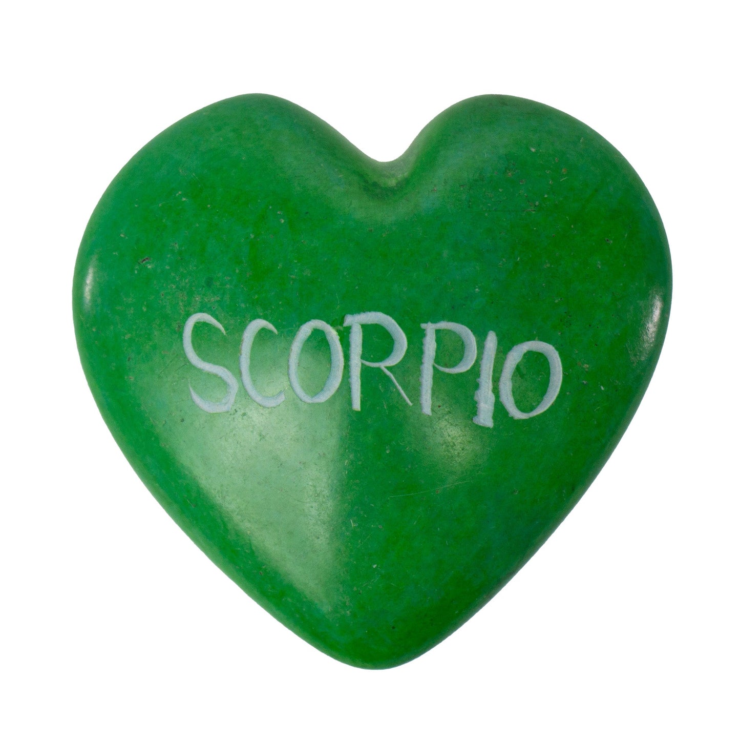 Zodiac Soapstone Hearts: SCORPIO-Hand-Carved and Hand-Painted-5PC Set-Green
