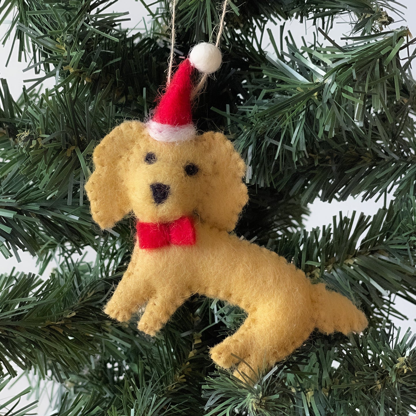 Handmade Felt Ornaments-Labradoodle Santa - Set of 2