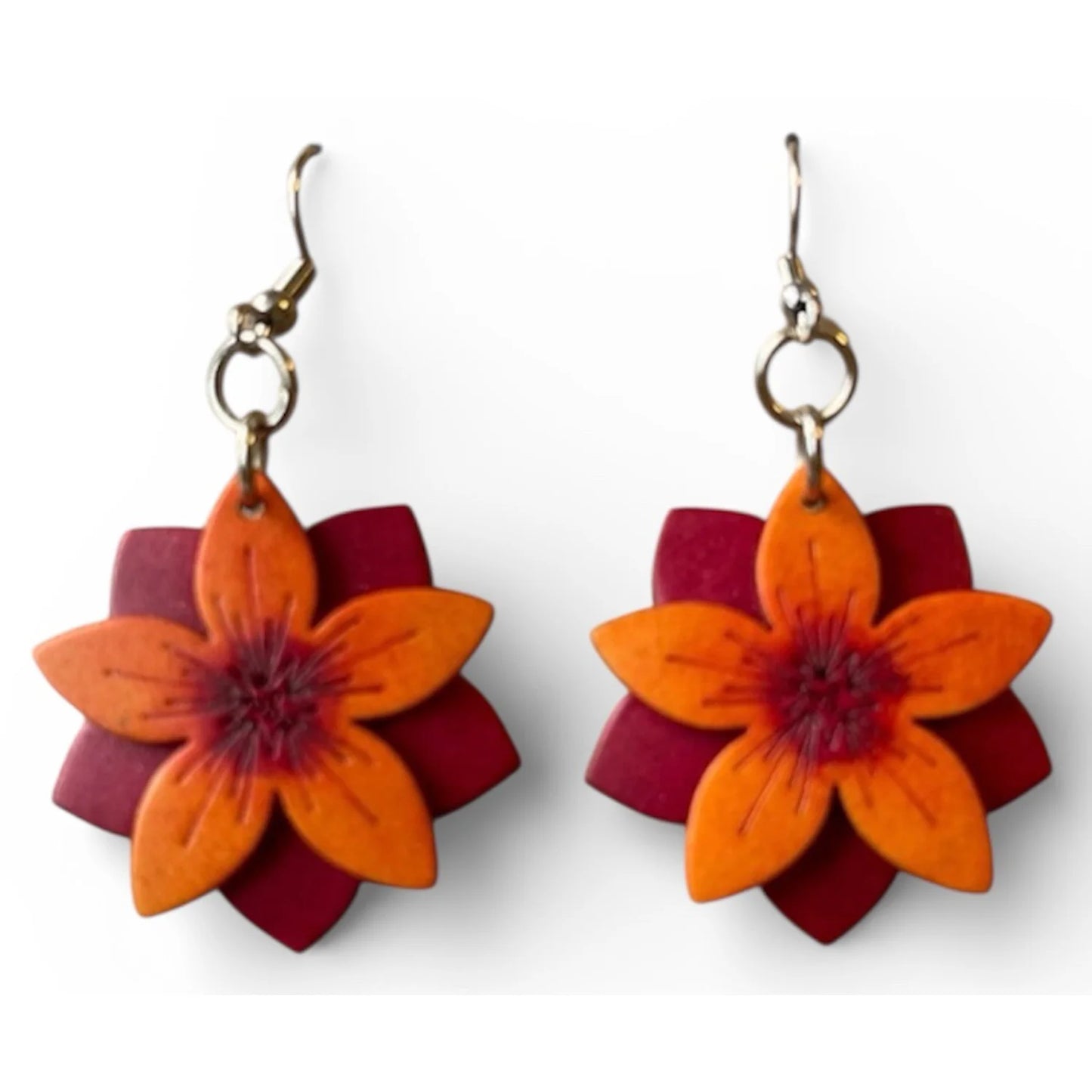 Gourd Dangle Earrings-Flowers and Animal-Multi-color