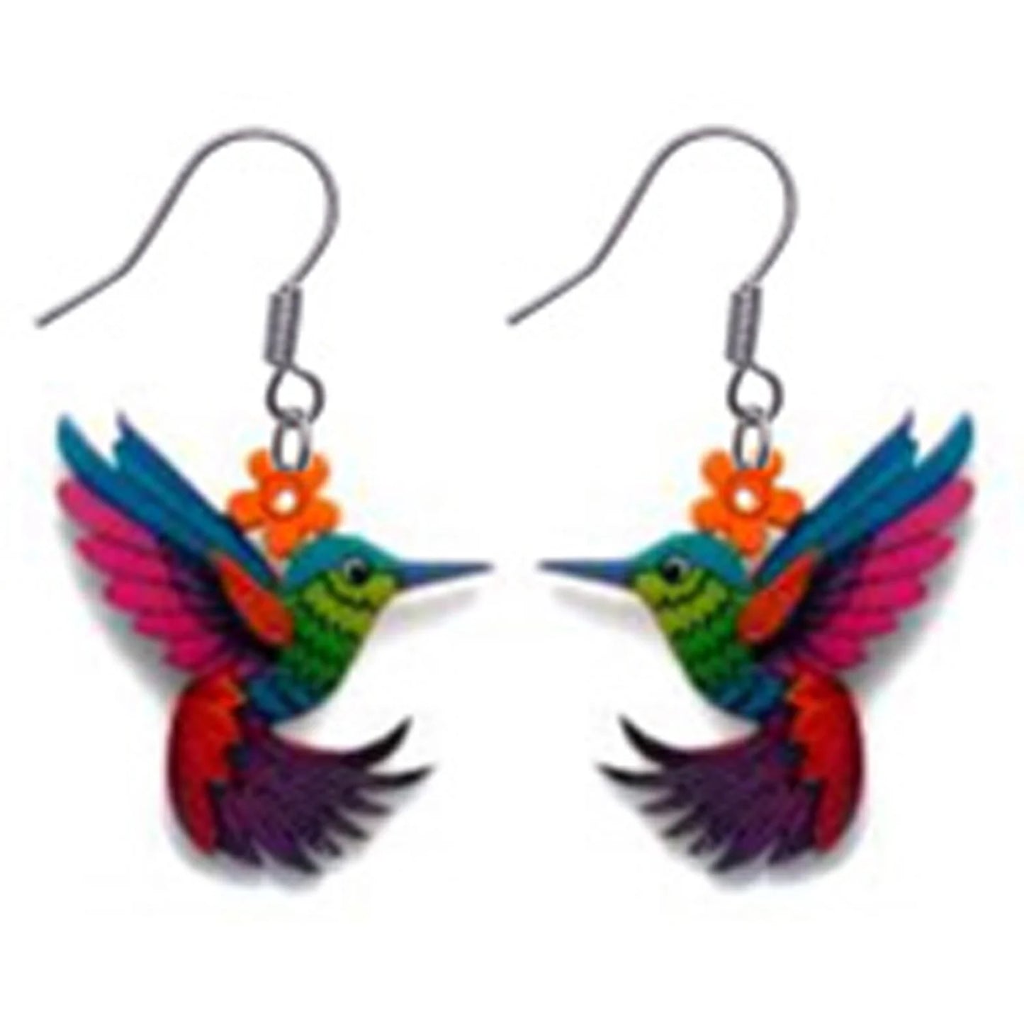 Gourd Dangle Earrings-Flowers and Animal-Multi-color