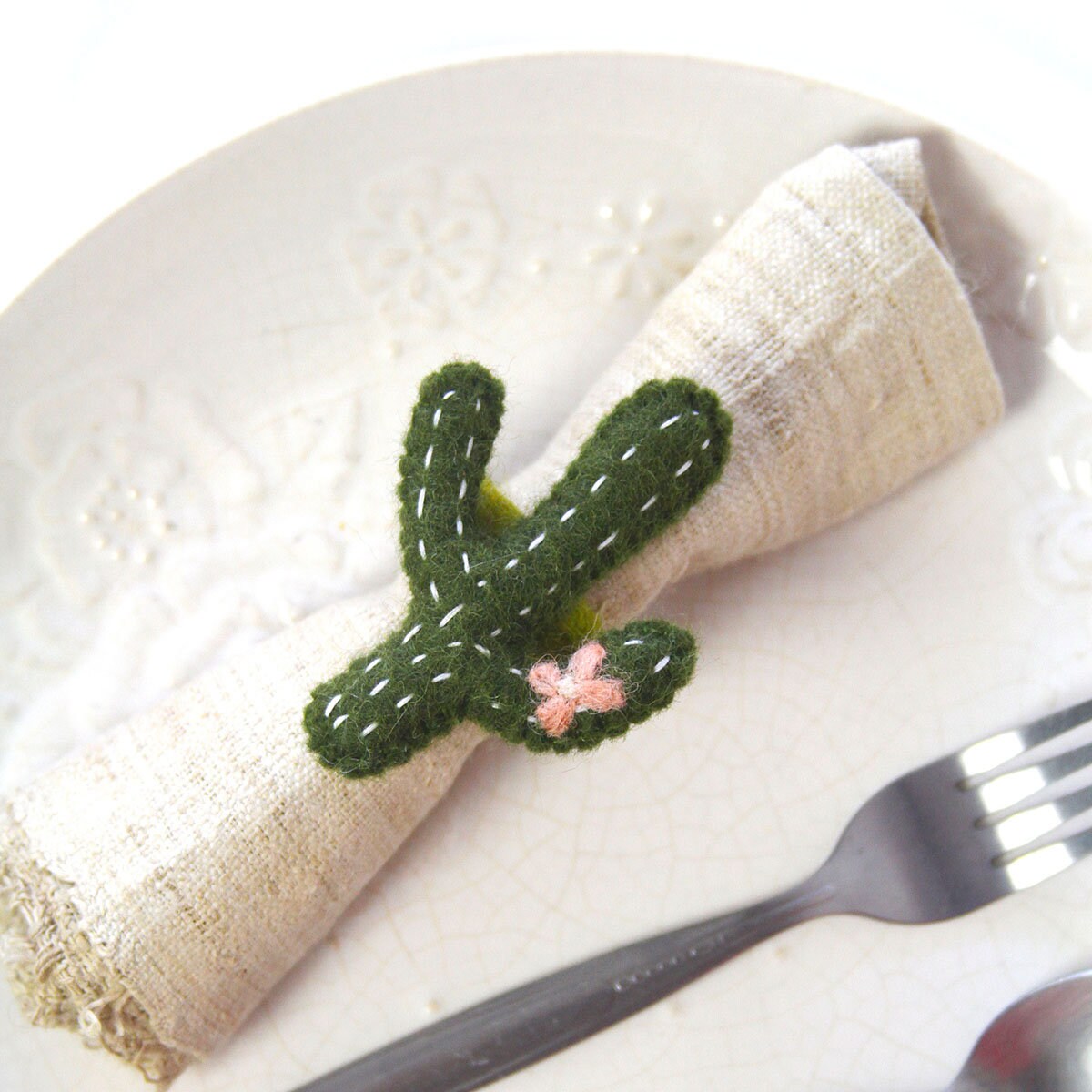 Hand-felted Napkin Rings -Cactus-Set of Four Colors - Global Groove-Nepal-Fair Trade