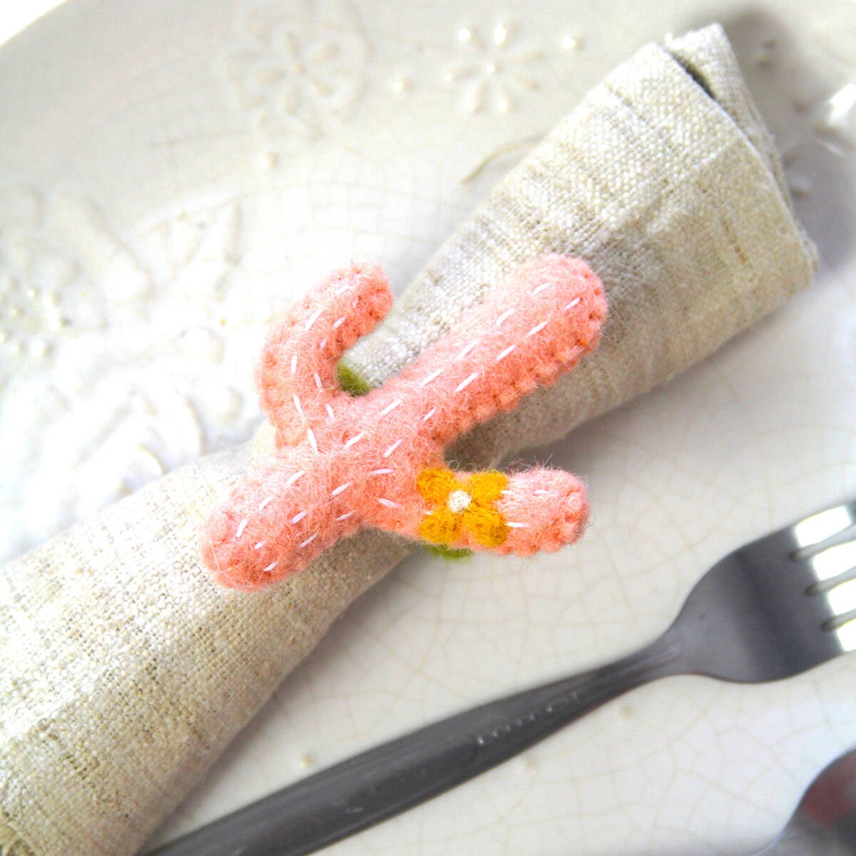 Hand-felted Napkin Rings -Cactus-Set of Four Colors - Global Groove-Nepal-Fair Trade