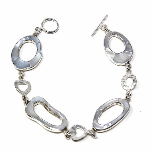 Pulsera de Alpaca con Óvalos de Plata y Nácar