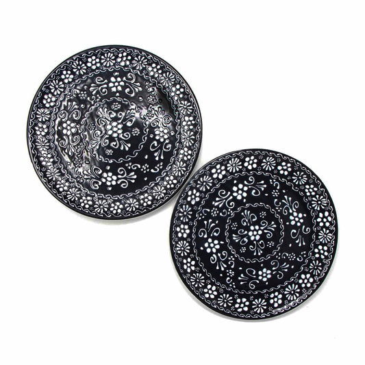 Encantada Handmade Pottery 11.75" Juego de 2 platos llanos, tinta