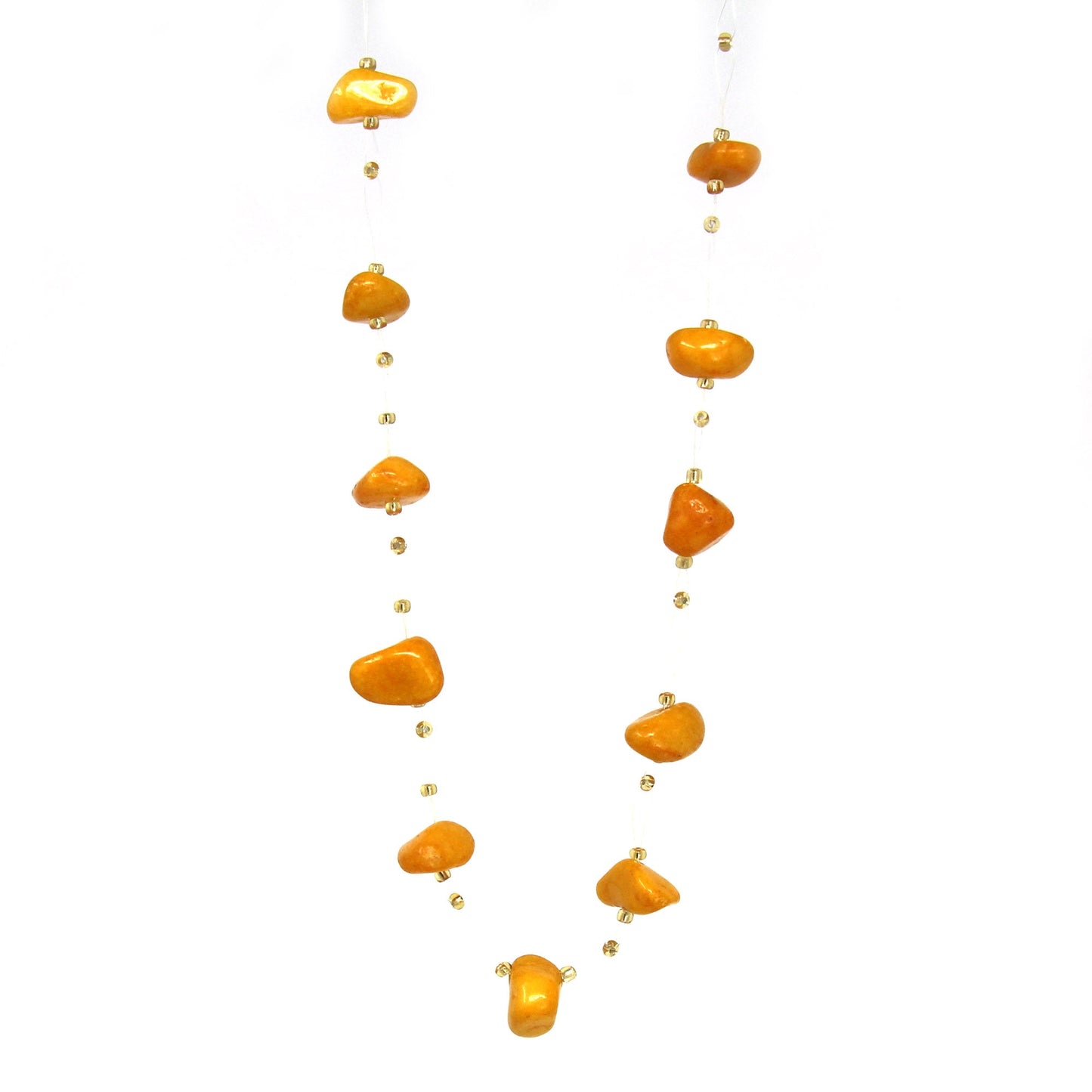 Collar de cuentas masai y piedra flotante, especia de calabaza