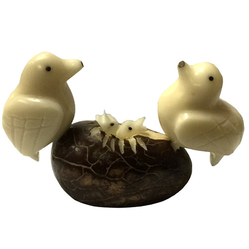 <center>Doves Caring for Their Young Tagua Figurine </br>Crafted by Artisans in Ecuador </br>Measures 2-1/4” high x 3” wide x 1-1/2” deep</center>
