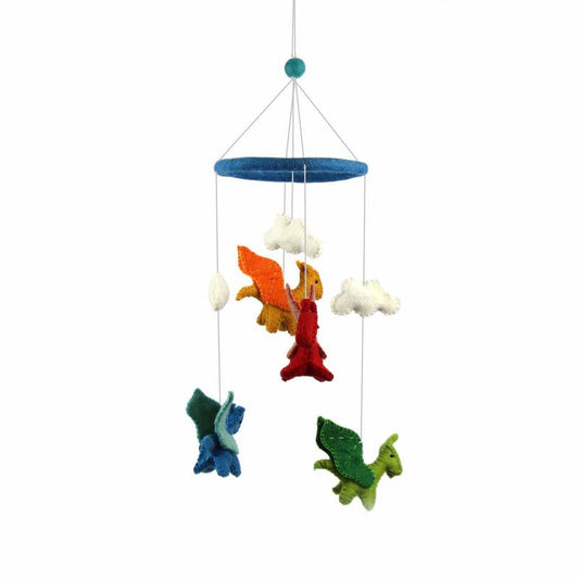 Handmade Colorful Felt Dragon Mobile - Global Groove - Nepal