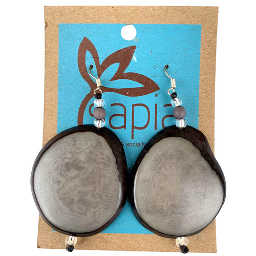 Pendientes de rebanada de Tagua- Verde Bosque/Turquesa/Fucsia/Gris -Comercio Justo- Colombia