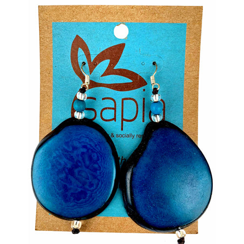 Pendientes de rebanada de Tagua- Verde Bosque/Turquesa/Fucsia/Gris -Comercio Justo- Colombia