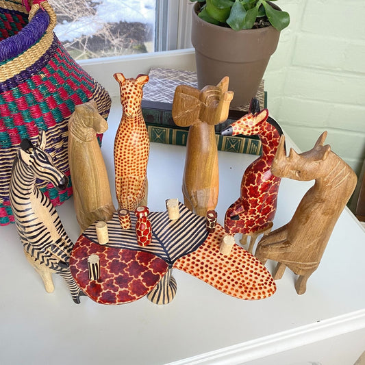 Hand-Carved Party Safari Animal Set  by Jedando Handicrafts- Fair Trade