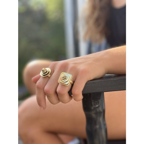 Anillo de latón ajustable abovedado -Latón reciclado-Ecológico-Comercio justo