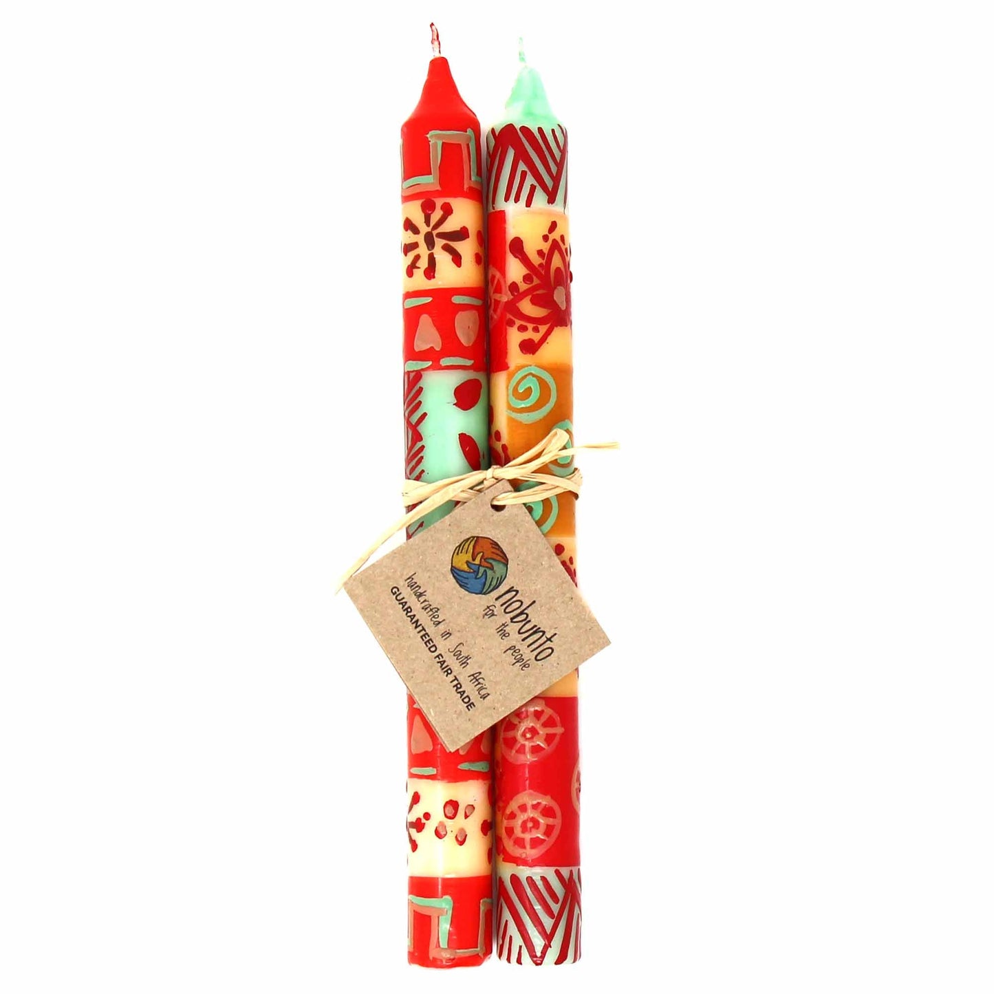 Velas pintadas a mano en diseño Owoduni (par de velas) - Nobunto