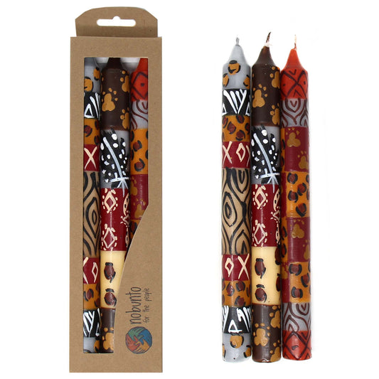 Juego de tres velas altas en caja pintadas a mano - Uzima Design - Nobunto