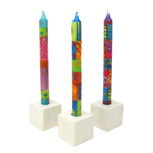 Velas cónicas altas pintadas a mano - Tres en caja - Shahida Design