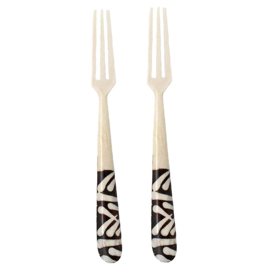 Long Batik Bone Appetizer Forks, Set of 2-Handmade-Fair Trade-Kenya