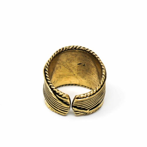Anillo de piedra turquesa y latón reciclado- Tamaño ajustable