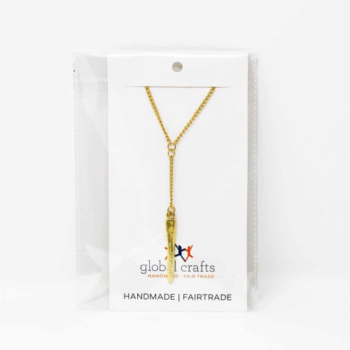 Collar con colgante de cono en tono dorado - Comercio justo - India