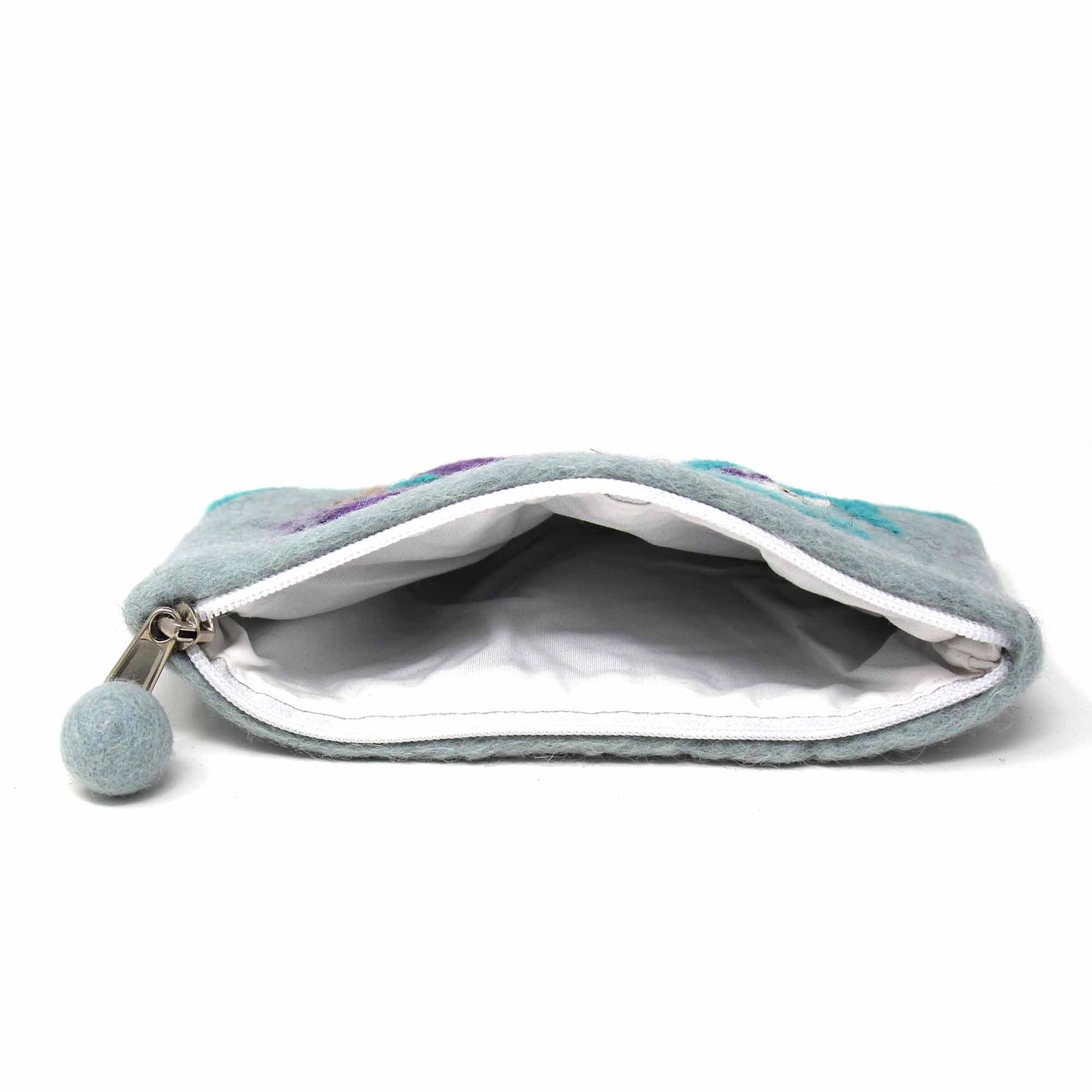 Hand Crafted Felt: Mermaid Pouch -Grey-Aqua