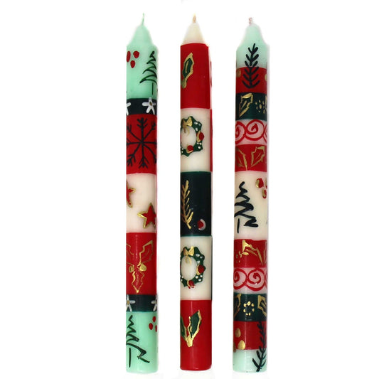 Juego de tres velas altas en caja pintadas a mano - Ukhisimui Design - Nobunto