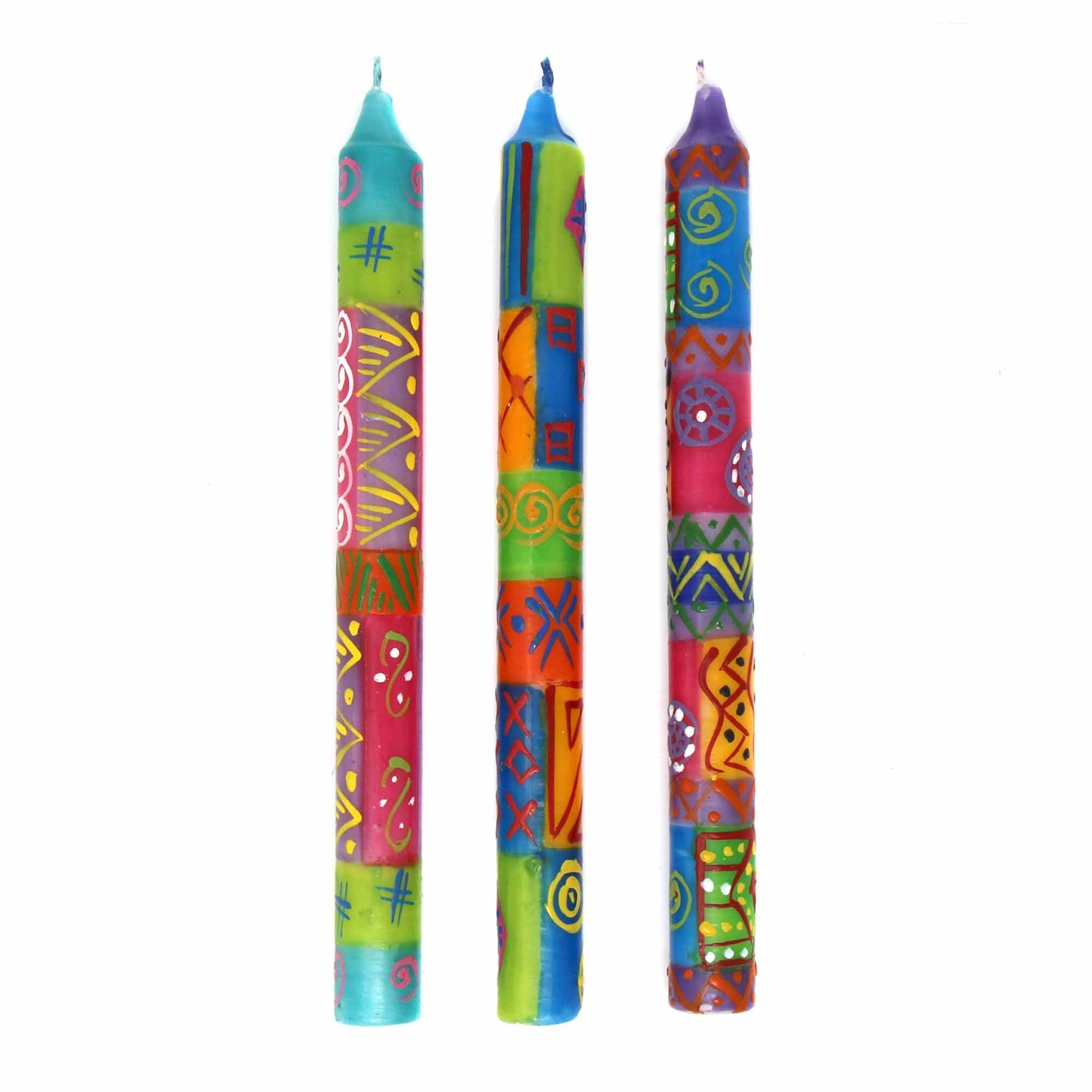 Velas cónicas altas pintadas a mano - Tres en caja - Shahida Design