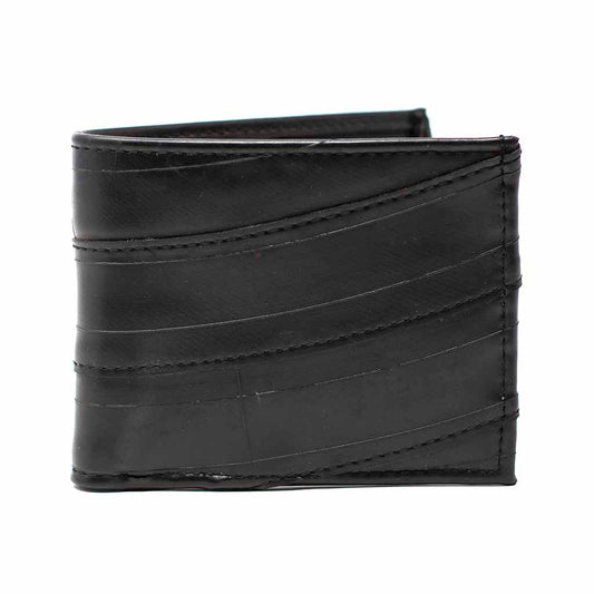 Cartera plegable con neumáticos reciclados para hombre - Negro