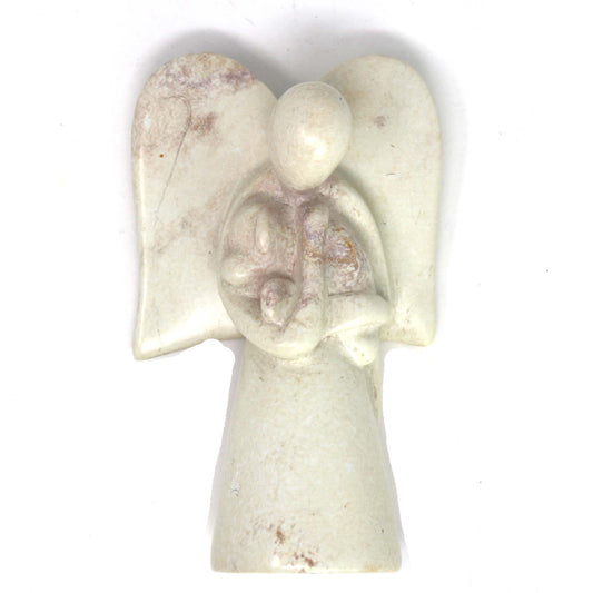 Hand-Carved Soapstone Sculpture- Angel Holding a Dog-Fair Trade-Africa