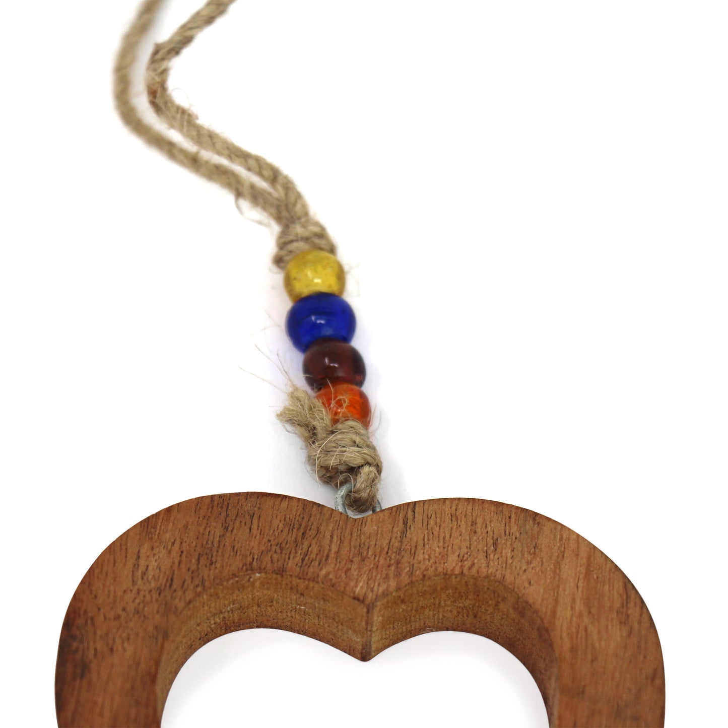 Handcrafted Wood Heart Chime with Recycled Iron Bell -Fair Trade - Behat, India