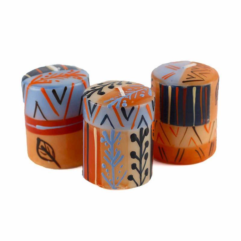 Velas pintadas a mano con diseño Uzushi (caja de 3) - Nobunto