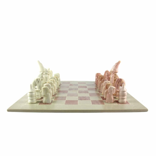 Juego de ajedrez Maasai de esteatita tallada a mano - Tablero de 14" - SMOlart