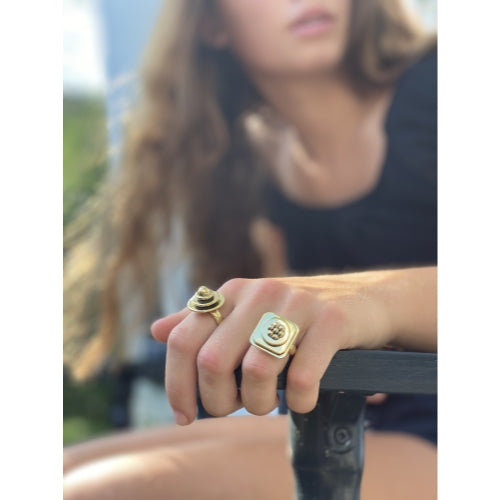 Anillo de latón ajustable abovedado -Latón reciclado-Ecológico-Comercio justo