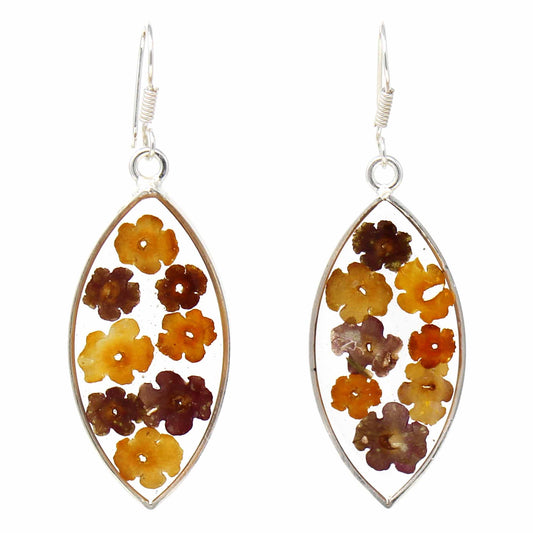 Pendientes Elipse Flores en Resina