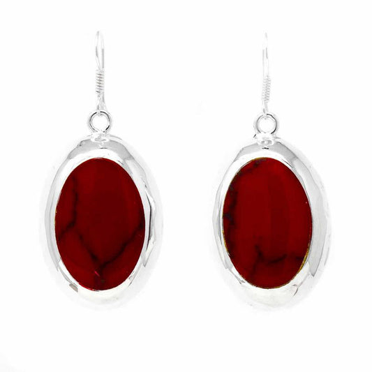 Pendientes Óvalos de Jaspe Rojo