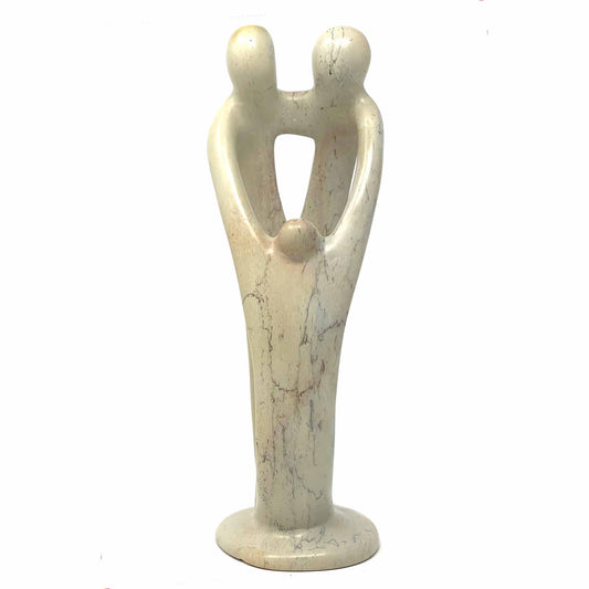 Natural Soapstone Family Sculpture - 2 Parents 1 Child - 10" Tall-Smolart