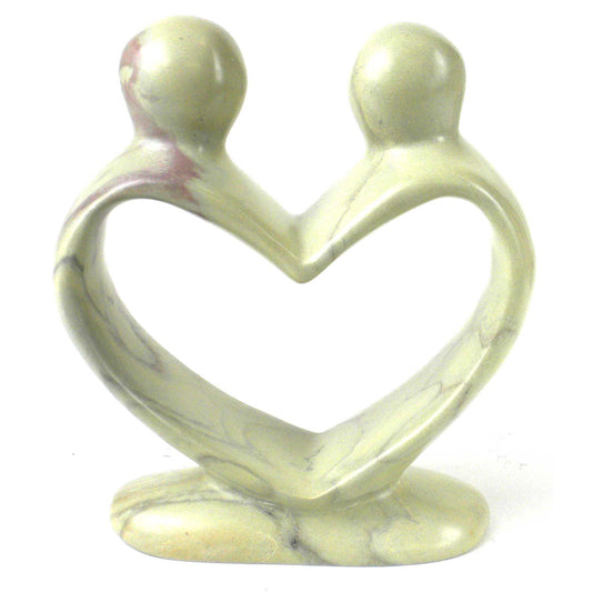 Hand-Carved Soapstone Lovers Heart-Natural -6"-Fair Trade-Kenya