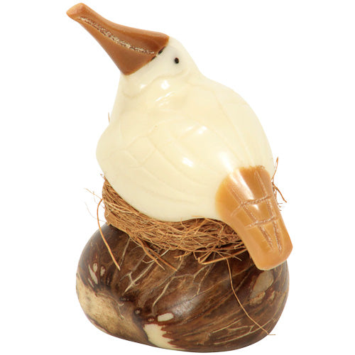 <center>Tagua Nesting Booby Figurine Carved by Artisans of Ecuador - Alternate View </br> Measures: 2-1/2” high x 1-3/4” wide x 1-3/4” deep</center>