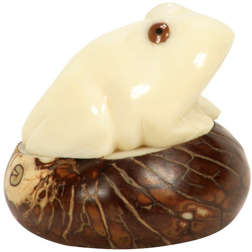 Hand Carved Frog Tagua Figurine-Handmade by Artisans in Ecuador