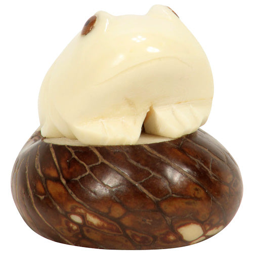 Hand Carved Frog Tagua Figurine-Handmade by Artisans in Ecuador