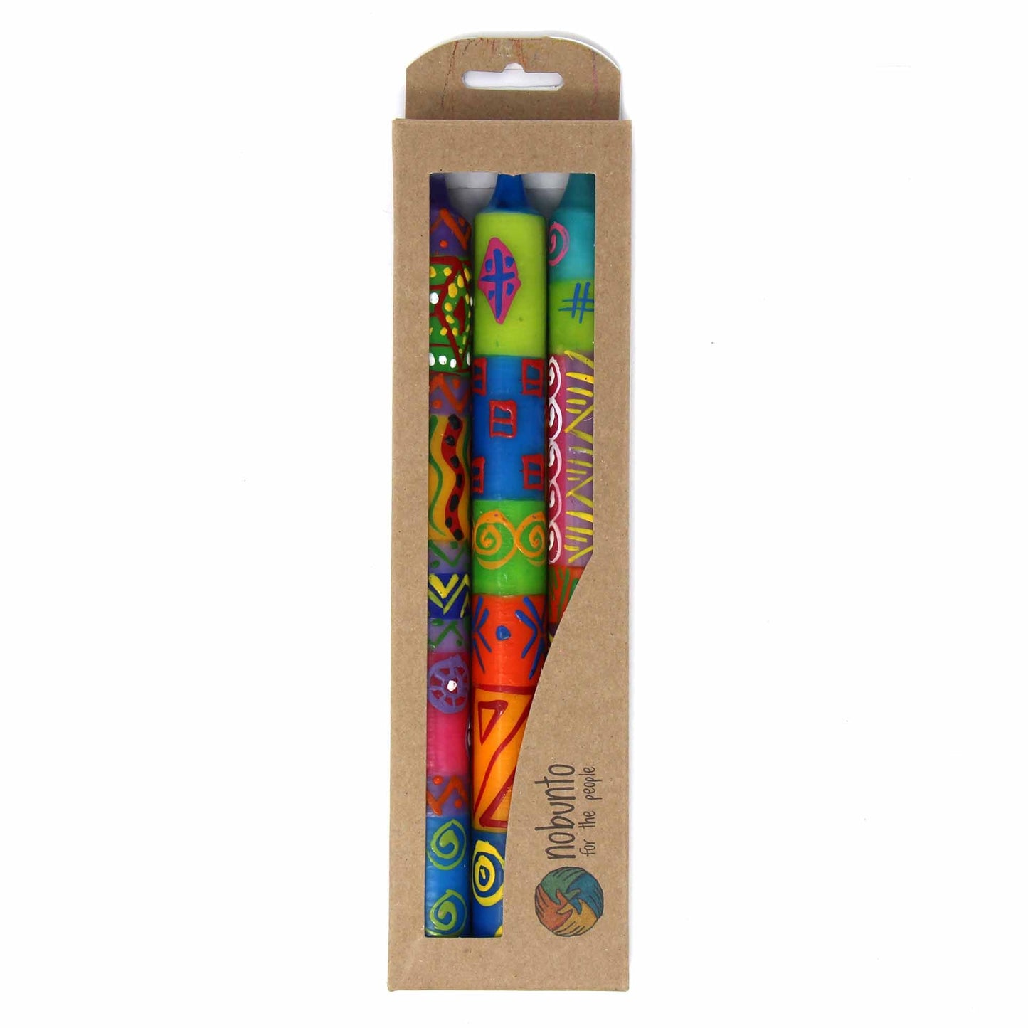 Velas cónicas altas pintadas a mano - Tres en caja - Shahida Design