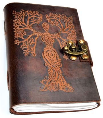 Tree Woman Embossed Leather Blank Journal w/ Metal Latch