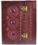 Hand-Tooled Stone Embossed Leather Blank Book with Dual Brass Latches-10" x 13"