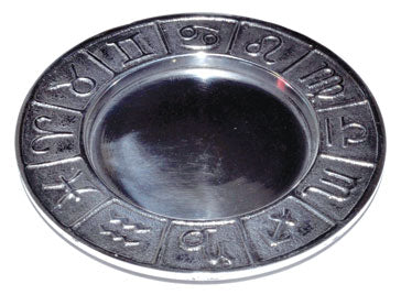 Zodiac Pillar Candle Holder - Smudge Plate- 4 3/4" Diam.