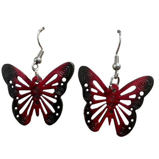 Pendientes colgantes de mariposa- Pendientes de calabaza tallados a mano-Colombia-Comercio justo
