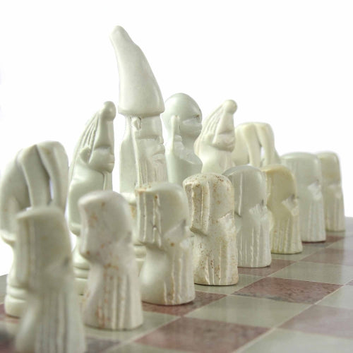 handcarved Soapstone from Kiisi, Kenya, Africa, made into beautiful chessboards and chess pieces depicting the Massai tribe members.