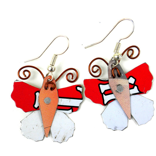 Conjunto de 10 pendientes de mariposa de lata- Alternativas creativas hechas a mano-comercio justo